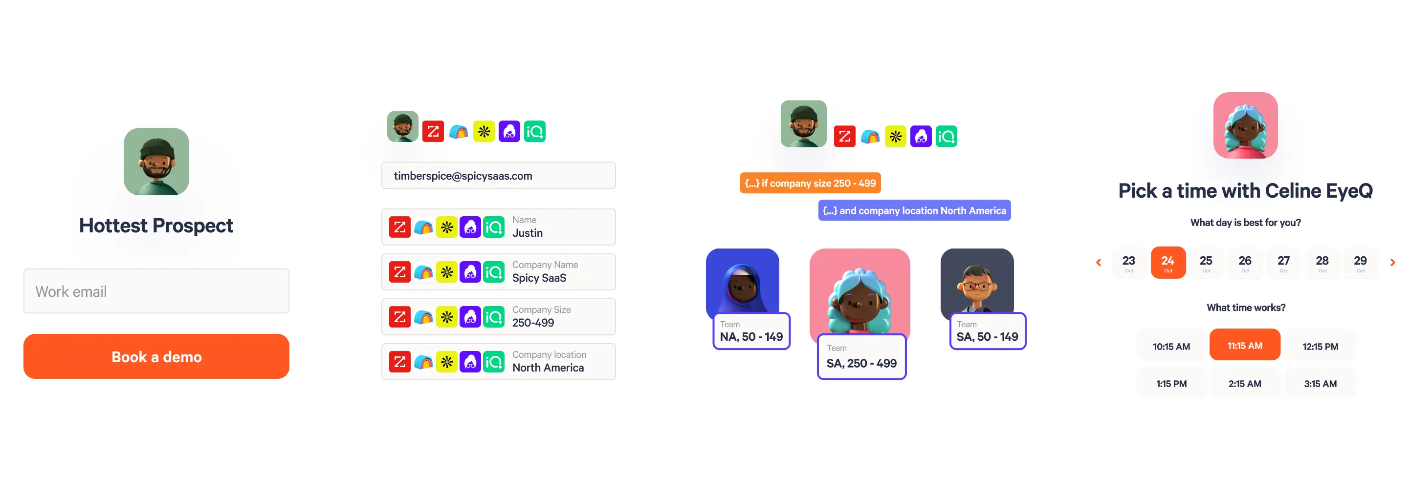 From email entry to enriched fields to a booked meeting